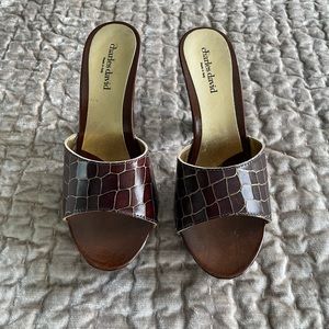 Charles David Brown Croc Slide Heels Size 8